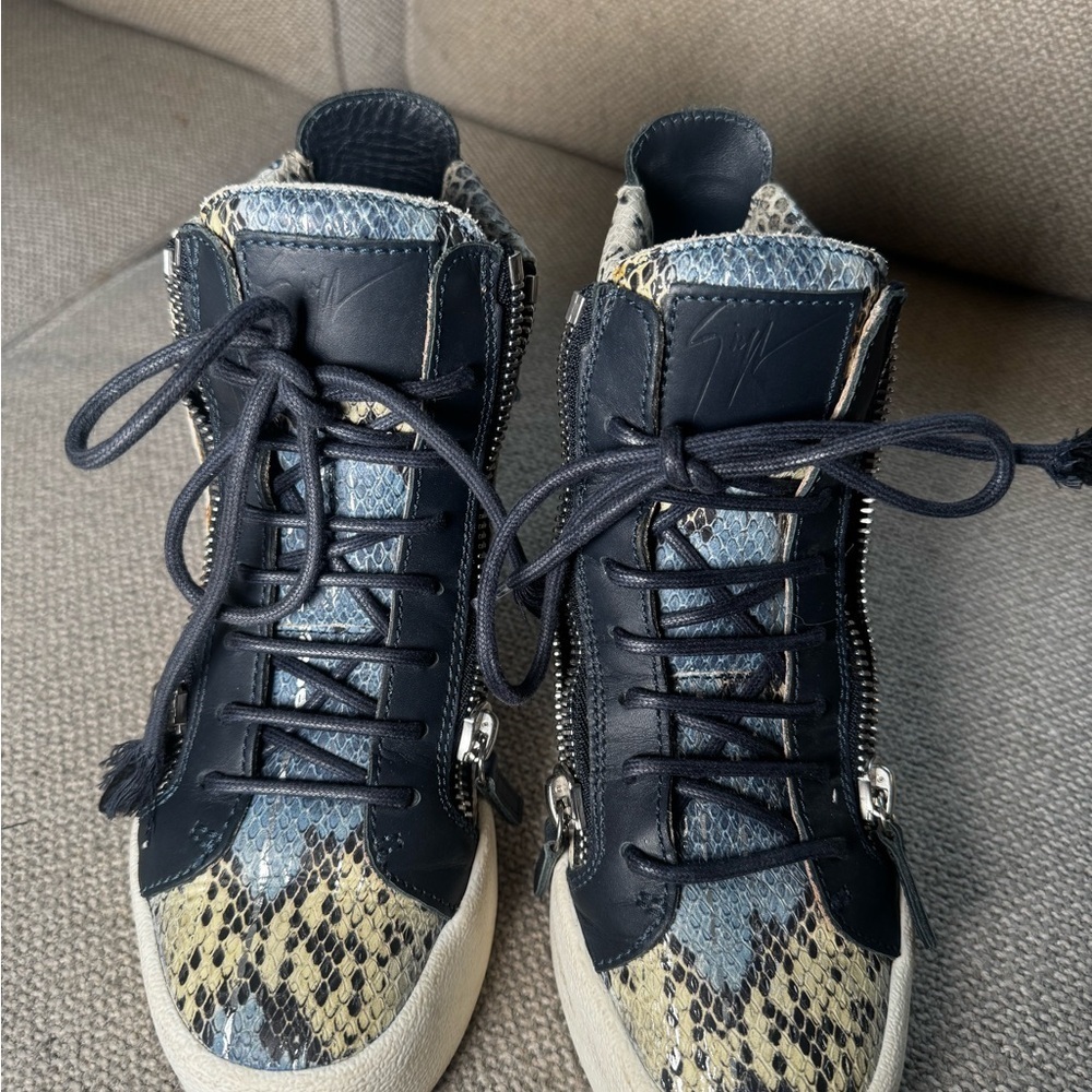 Giuseppe Zanotti Blue snake skin High-Top Sneakers - Picture 3 of 8